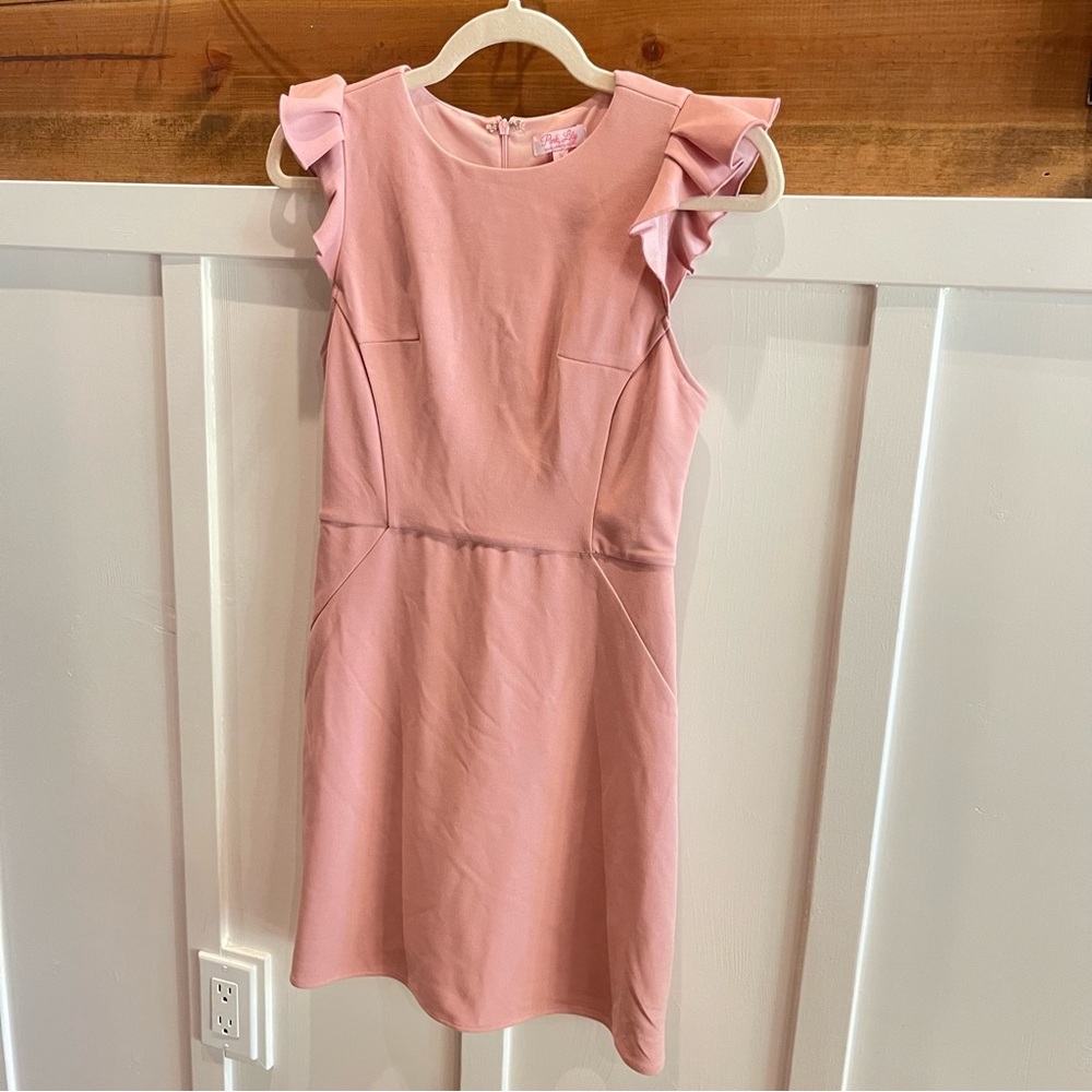 Pink Lily Women's Ruffle Sleeve Dress - Baby Pink